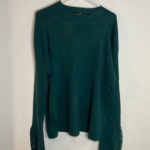 Amaryllis Sweater Women's Size 3x Green Ribbed Knit Long Flared Sleeve